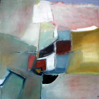 composition en ut et blanc huile 100x100cm