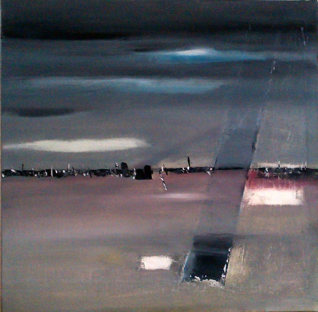 Chasse au soir sur l'océan - huile sur toile 50x50cm