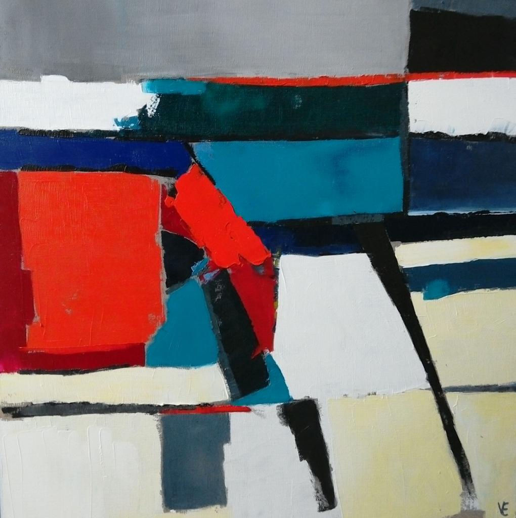 50x50cm. En contrebas, l'eau saline,la trame éclaboussée.