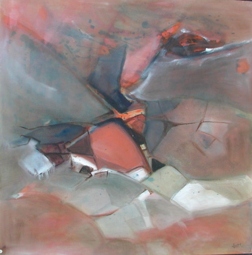 le cerf traqué huile 100x100 cm